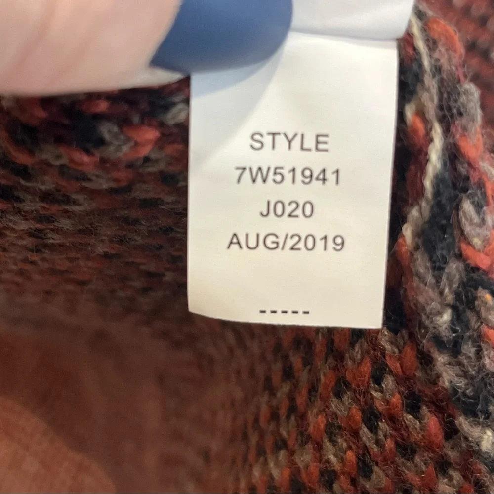 Lucky Brand Cardigan Women's Aztec Wool Blend Open‎ Front Knit Sweater Sz Small